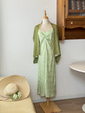Jade Serenity Set | Set abito in seta e cardigan stile orientale
