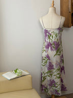 Iris Satin Dress | Abito con stampa floreale e scollo drappeggiato