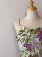 Iris Satin Dress | Abito con stampa floreale e scollo drappeggiato