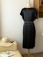 Pure Silk Batwing Dress | Abito monocolore in seta con maniche a pipistrello