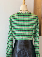 Green Check Set | Camicia chiffon e gonna A-line in ecopelle