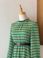 Green Check Dress | Abito lungo in chiffon con stampa a quadri