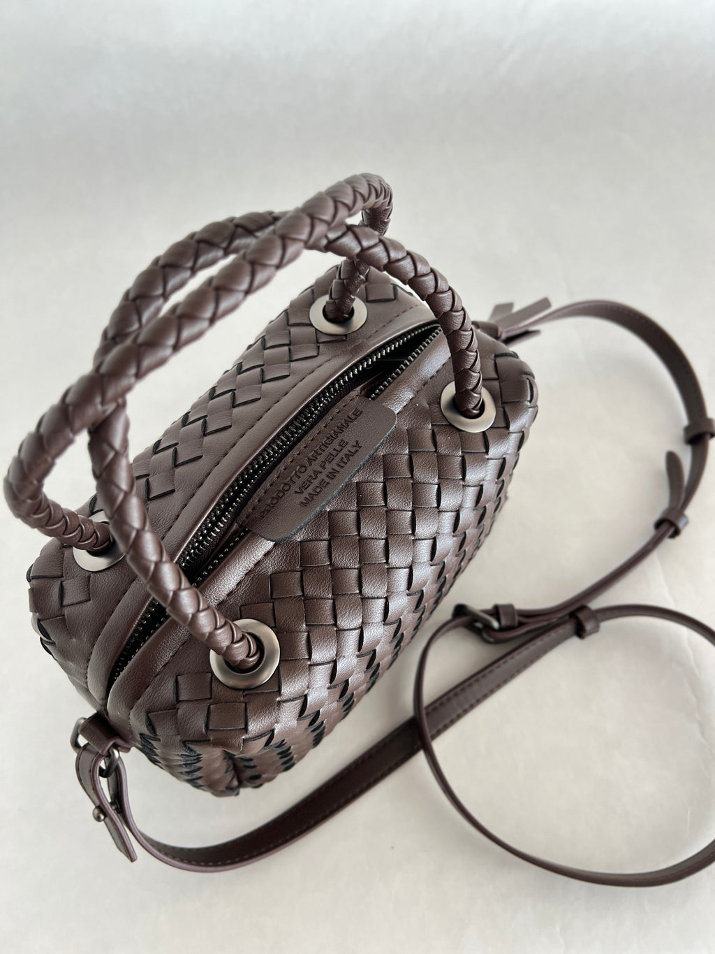 Borsa intrecciata in pelle di agnello
