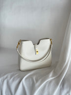 Ivory Structure Bag | Borsa a spalla in vera pelle con chiusura girevole