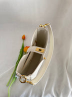 Ivory Structure Bag | Borsa a spalla in vera pelle con chiusura girevole