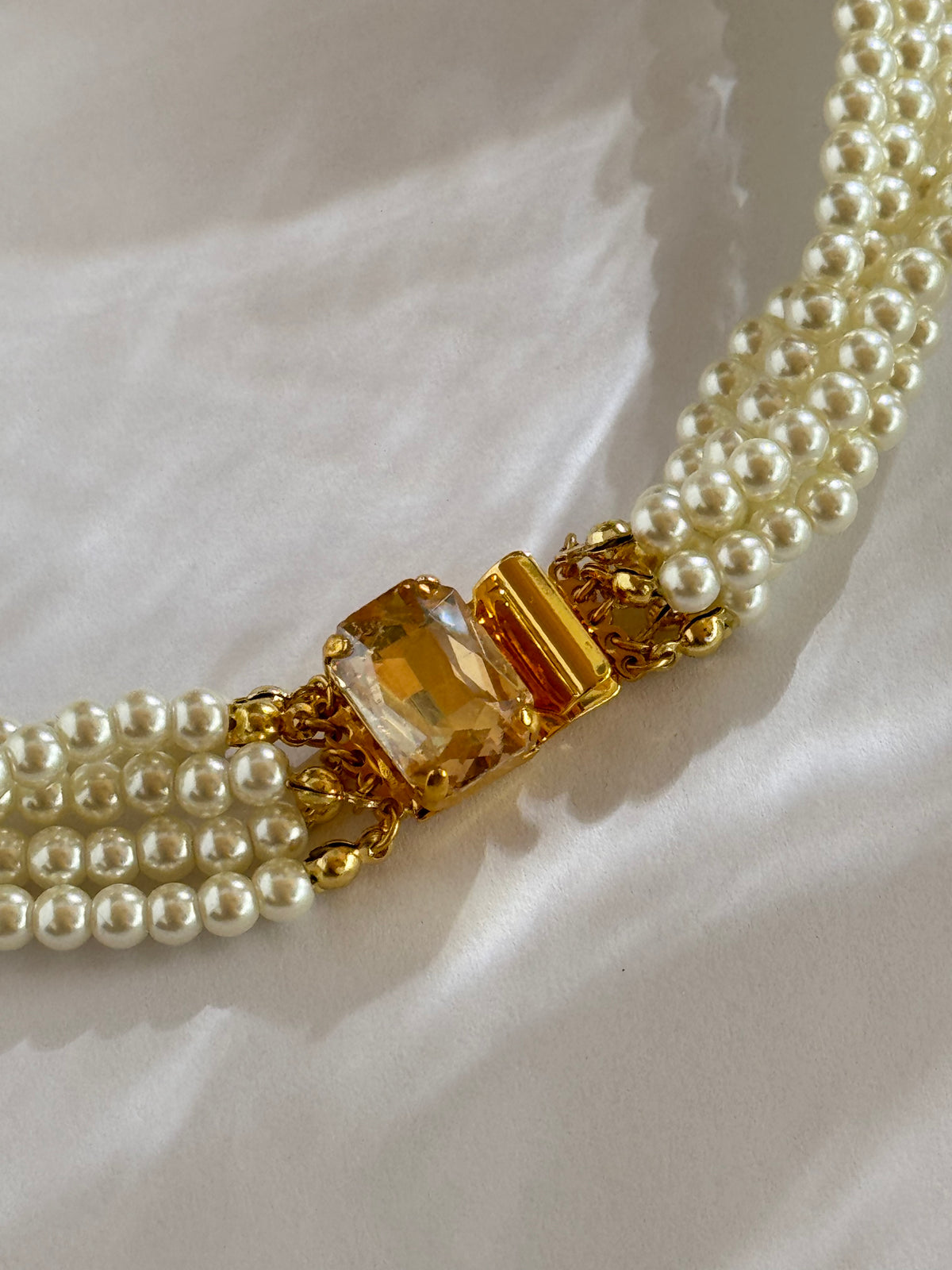 Golden Pearl Choker | Collana girocollo intrecciata con perla e citrino