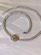 Rosé Crystal Necklace | Collana con rosa e cristalli