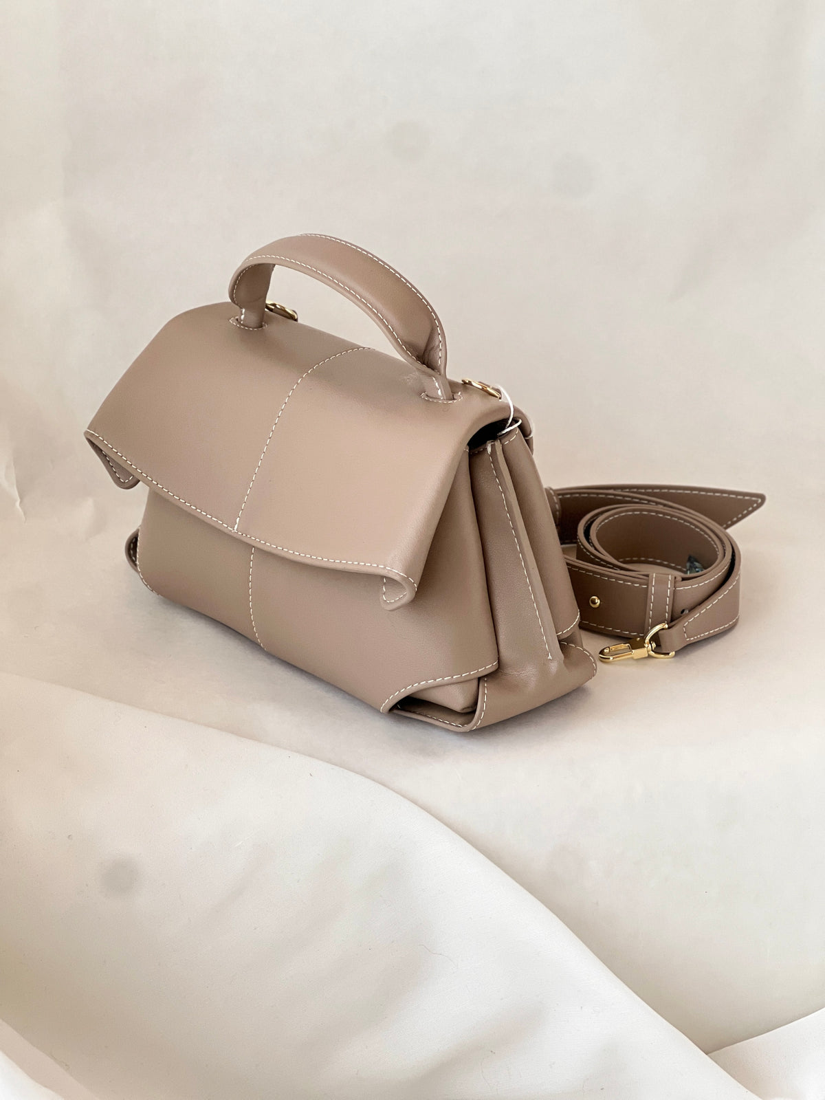Borsa a fisarmonica in vera pelle – Caramello