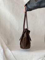 Borsa hobo in suede – Marrone scuro