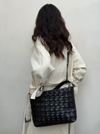 Borsa secchiello oversize in pelle di agnello – Nero